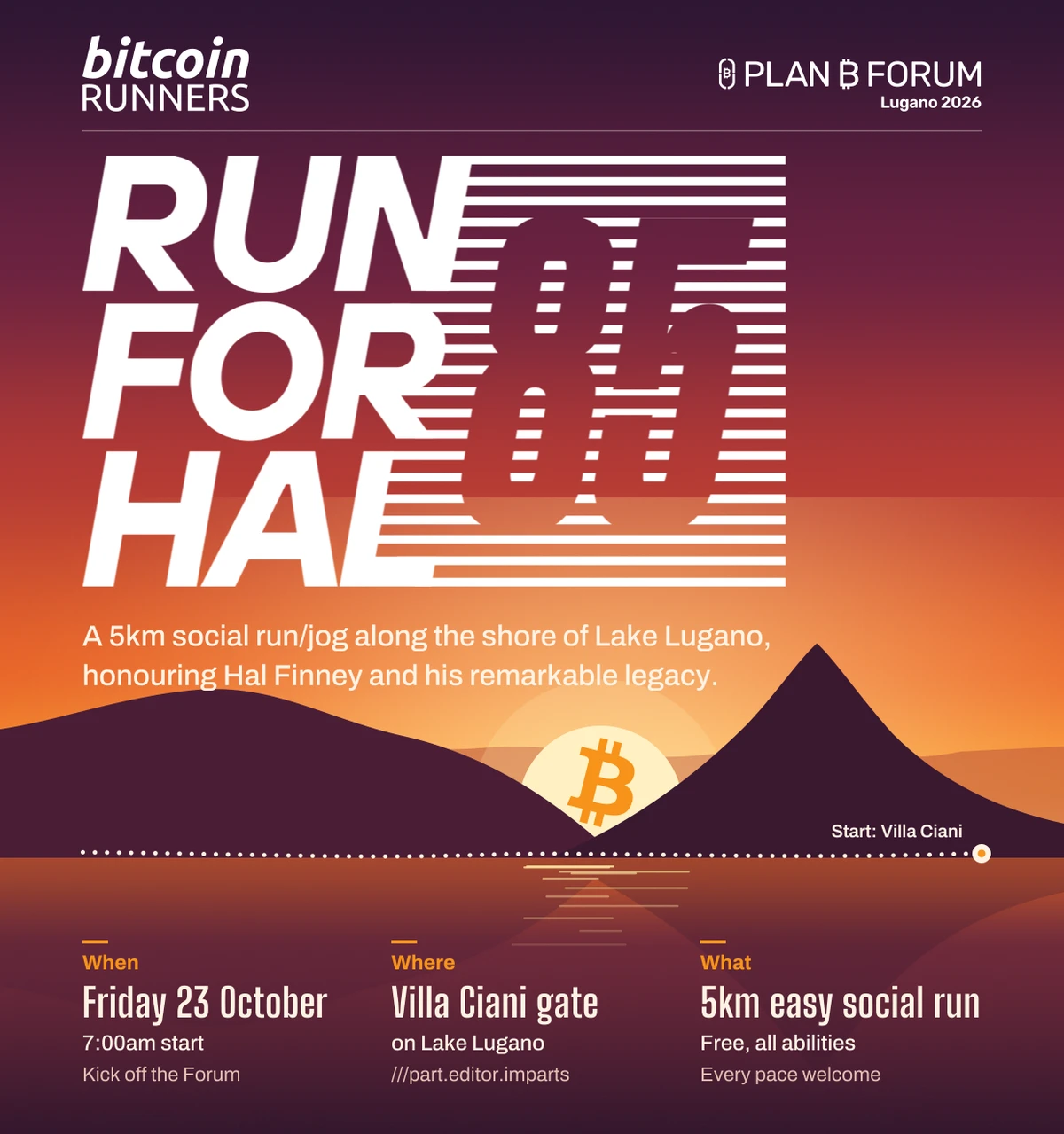 Run For Hal | Plan ₿ Forum 2026 Lugano